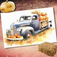 Harvest Car Filled with Pumpkins 1 Decoupage Paper