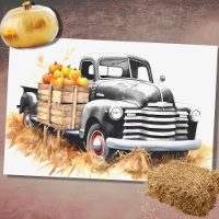 Harvest Car Filled with Pumpkins 3 Decoupage Paper