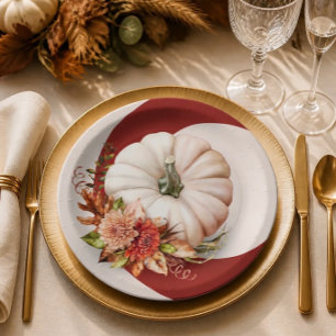 Harvest Chic White Pumpkin Wedding Paper Plates