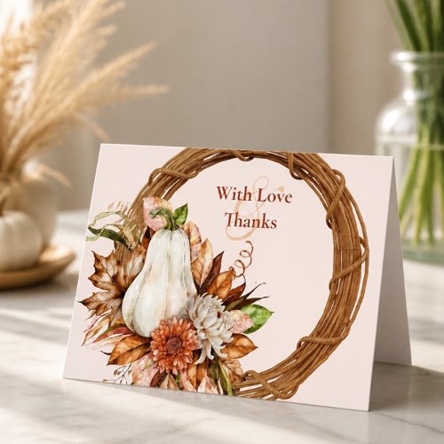 Harvest Chic White Pumpkin Wedding Thank You Card