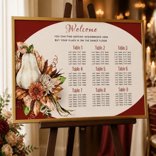 Harvest Chic White Pumpking Wedding Seating Chart