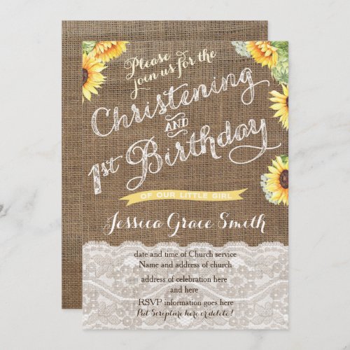Harvest Christening and First Birthday for girl Invitation