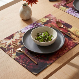 Harvest Chrysanthemum Nocturne Cloth Placemat