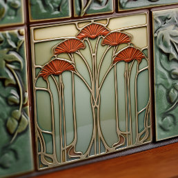 Harvest Crescendo Art Nouveau Ceramic Tile