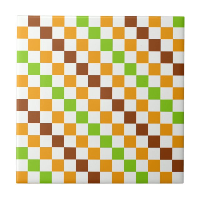 Harvest diagonal checkerboard pattern ceramic tile (Front)