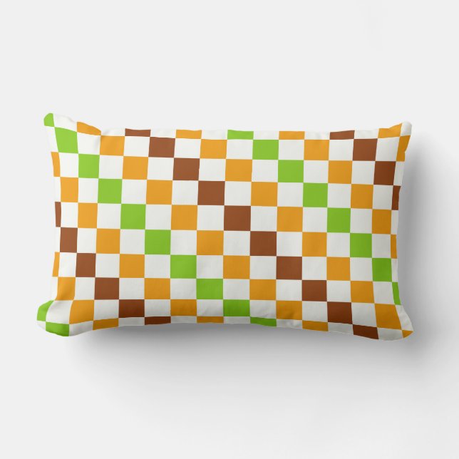 Harvest diagonal checkerboard pattern lumbar pillow (Front)