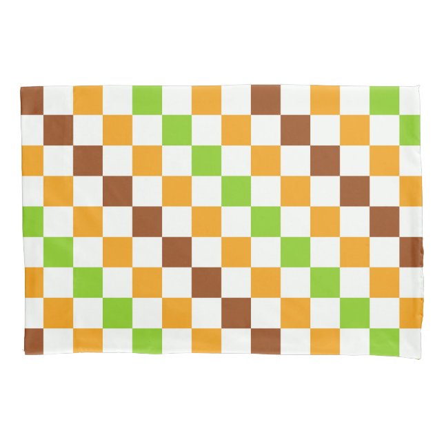 Harvest diagonal checkerboard pattern pillow case (Front-Left)