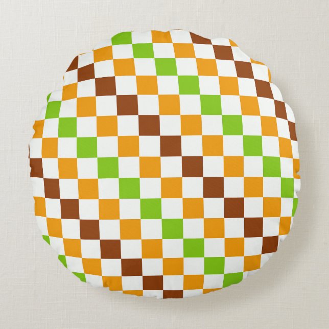 Harvest diagonal checkerboard pattern round pillow (Front)