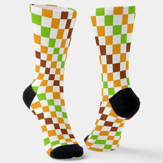 Harvest diagonal checkerboard pattern socks (Angled)