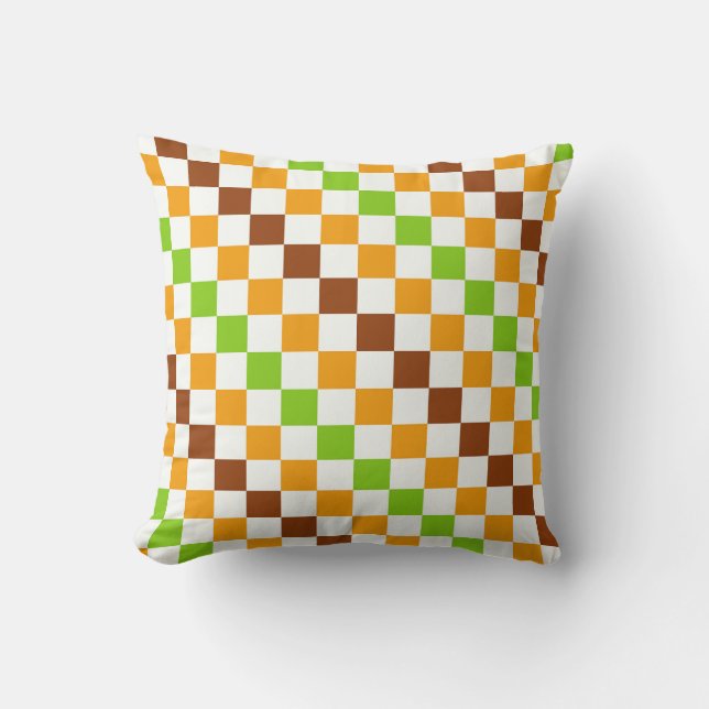 Harvest diagonal checkerboard pattern throw pillow (Front)