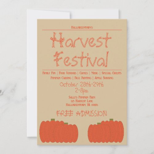 Harvest Fall Festival Community Party Invitation