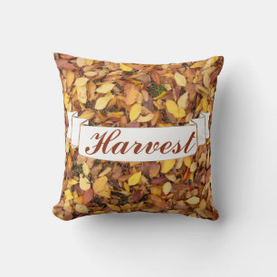Harvest Fall Leaves Pile Throw Pillow