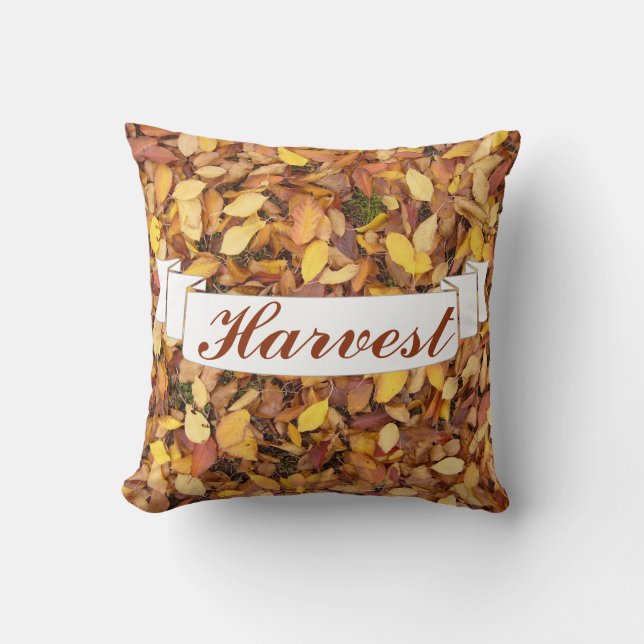 Harvest Fall Leaves Pile Throw Pillow (Front)