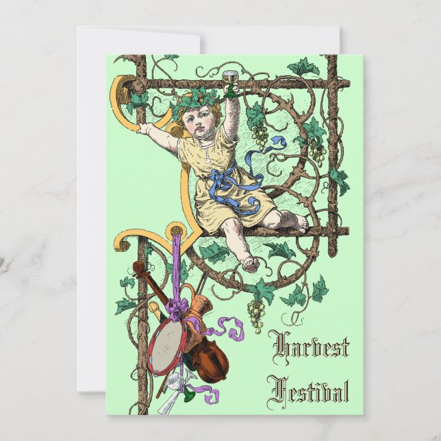 Harvest Festival Autumn Wine Fair Vintage Style Invitation (Front)