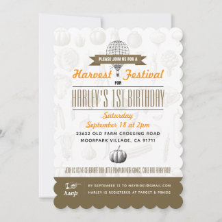 Harvest Festival Birthday Invitations Save Date