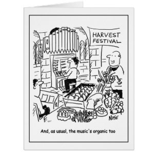 Harvest Festival Church Service with Church Organ Cards