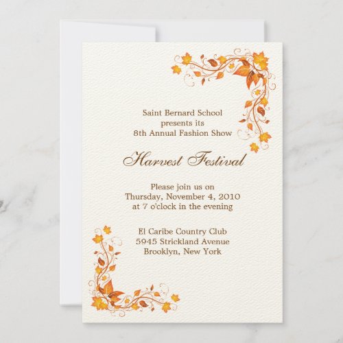 Harvest Festival Invitation Card