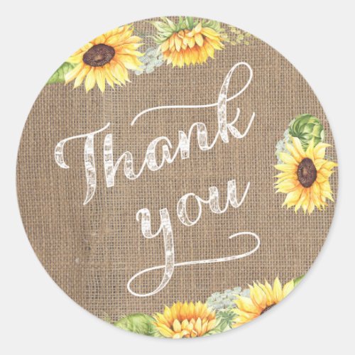 Harvest Festival Sunflowers Thank You Favor Classic Round Sticker