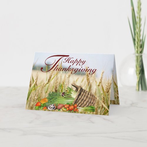 Harvest Field  Vegetable basket Thanksgiving Card