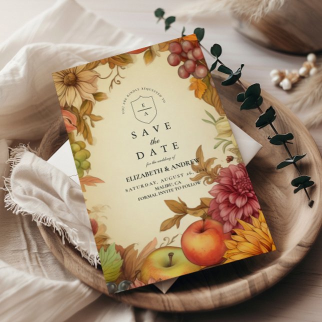 Harvest Floral Fall Wedding Save The Date (Creator Uploaded)