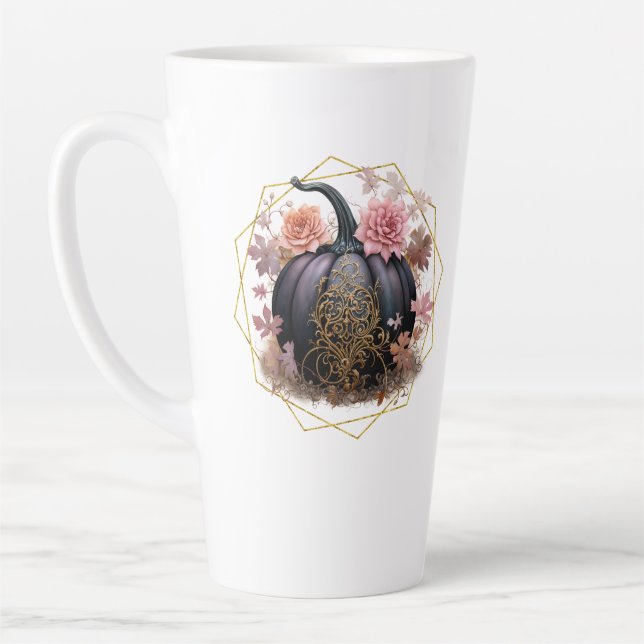 Harvest Floral Monogram  Latte Mug (Left)