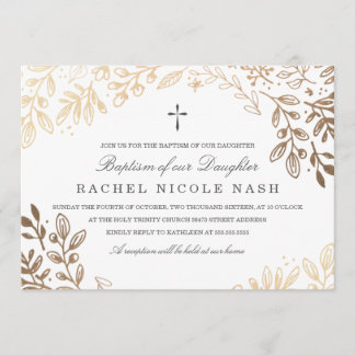 Harvest Flowers Baptism Invitation
