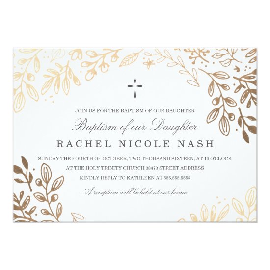 Harvest Flowers Baptism Invitation