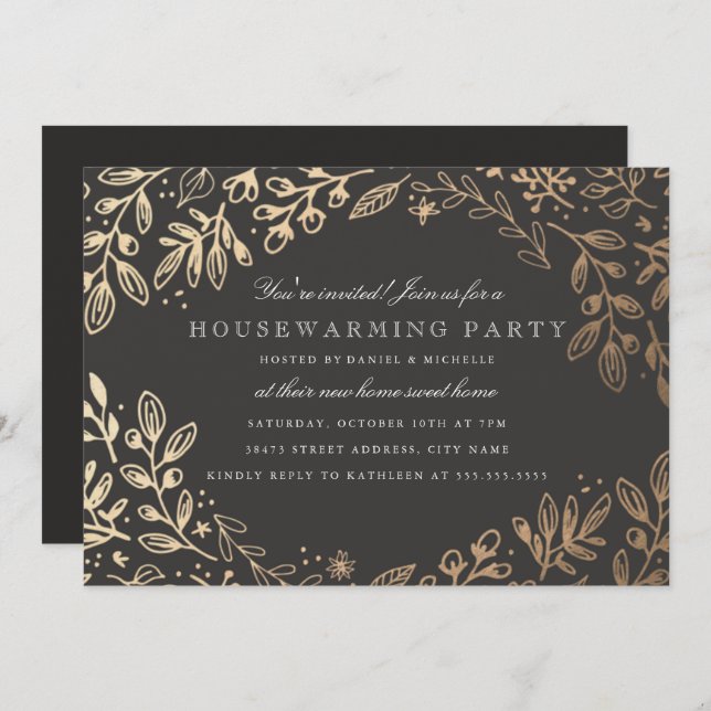 Harvest Flowers Housewarming Invitation (Front/Back)