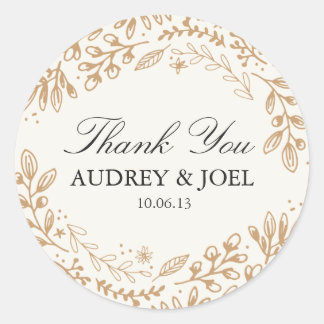 Harvest Flowers Wedding Classic Round Sticker
