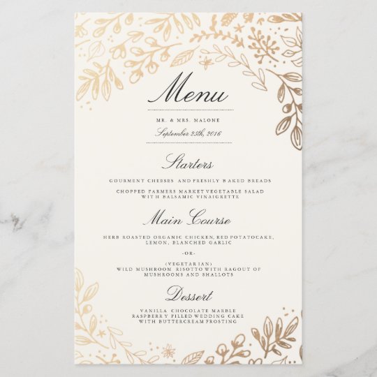 Harvest Flowers Wedding Dinner Menu Zazzle Harvest Flowers Wedding Dinner Menu