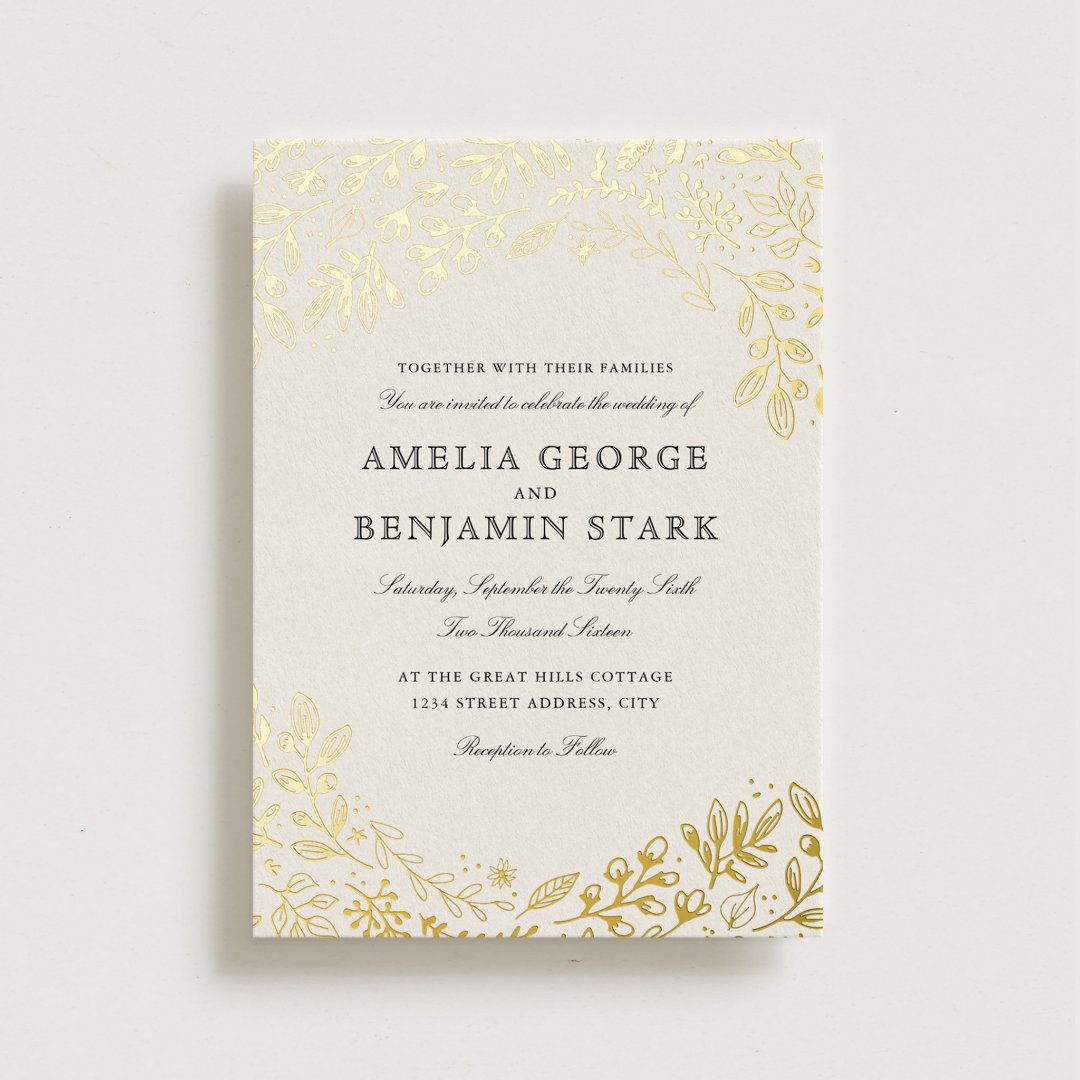 Harvest Flowers Wedding Foil Invitation