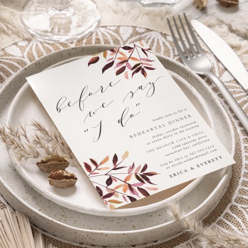 Harvest Foliage Rehearsal Dinner Invitation