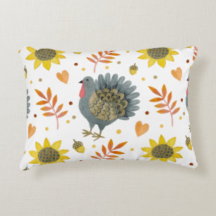 Harvest Folk Turkeys Accent Pillow
