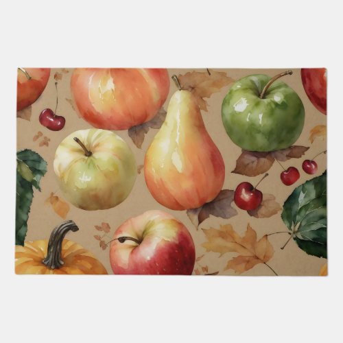Harvest Fruit Autumn Watercolor Art Doormat