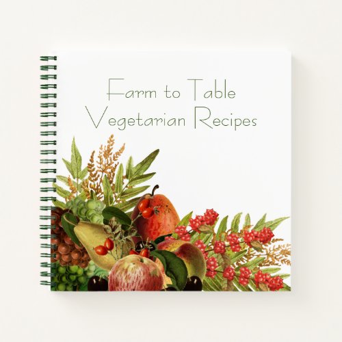 Harvest Fruit Vegetarian Recipe Organizer Notebook