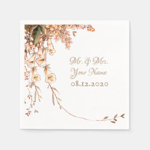 Harvest Garland Script Elegant Fall Wedding Napkins