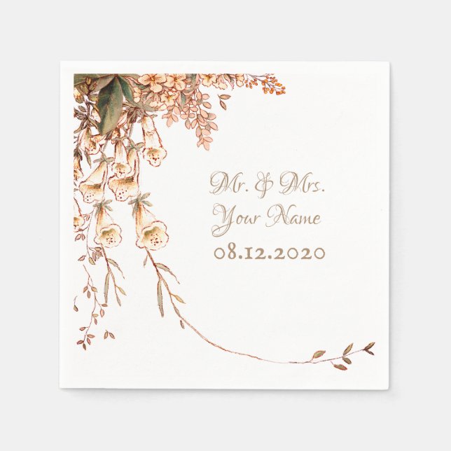 Harvest Garland Script Elegant Fall Wedding Napkins (Front)