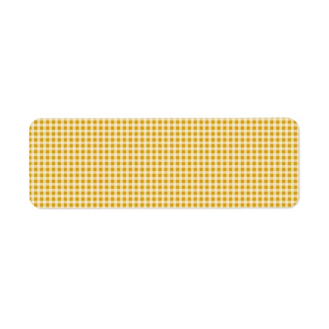 Harvest Gold and White Gingham Check Plaid Pattern Label (Front)
