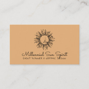 Harvest Gold Celestial Sun Face Business Card