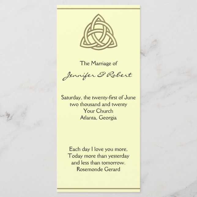 Harvest Gold Celtic Knot Wedding Program (Front)