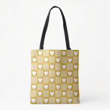 Harvest Gold Gingham Heart Patch Plaid