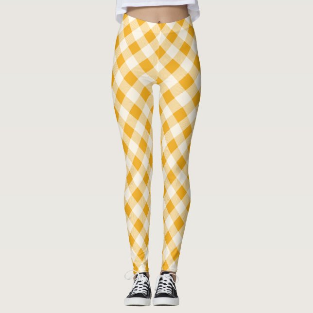 Harvest Gold Gingham Leggings (Front)