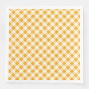Harvest Gold Gingham Paper Dinner Napkins