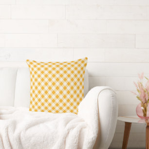Harvest Gold Gingham Throw Pillow