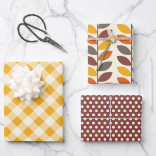 Harvest Gold Gingham Wrapping Paper Sheets