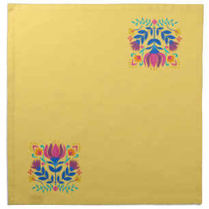 Harvest Gold Mexican Inspired Floral Cloth Napkins