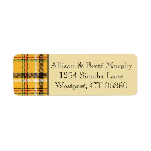 Harvest Gold Plaid Return Address Label