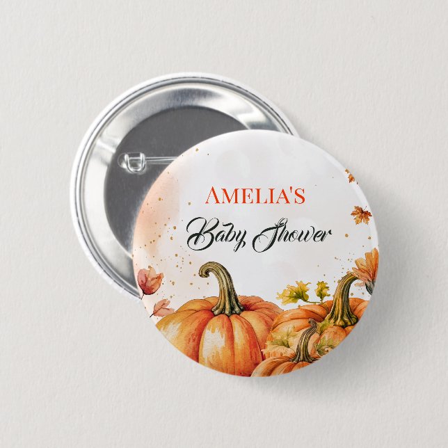 Harvest Gourd Watercolor Baby Shower Party Button (Front & Back)