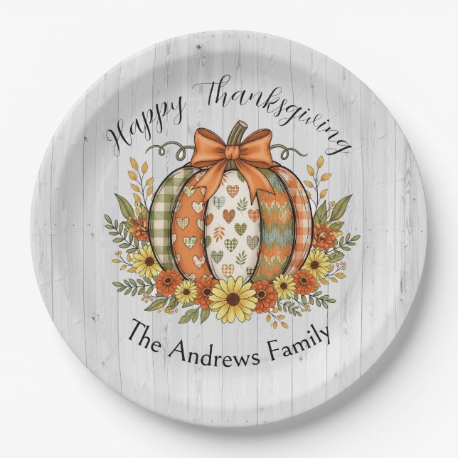 Harvest Grace Thanksgiving  Paper Plates (Front)