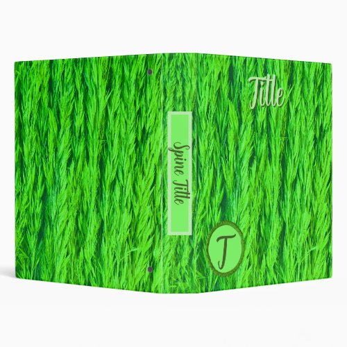 Harvest Green Grass Seed Photo Monogram   3 Ring Binder